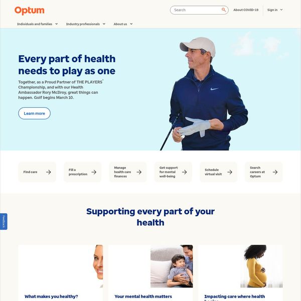 Optum home page image.