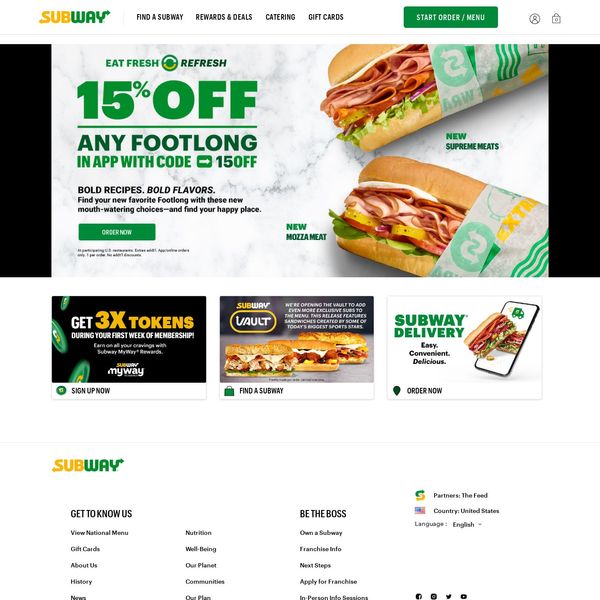 Subway home page image.