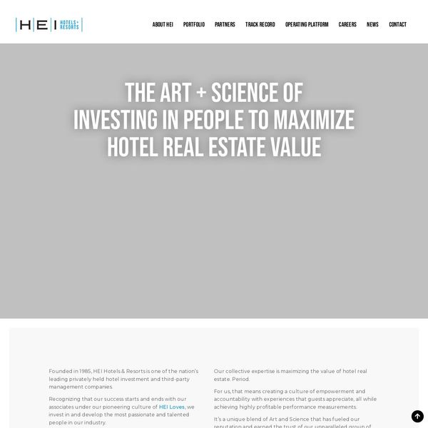 HEI Hotels & Resorts home page image.