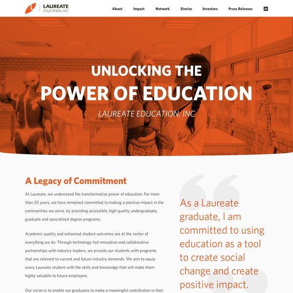 Laureate Education, Inc. home page image.