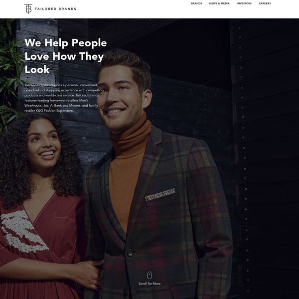 Tailored Brands, Inc. home page image.