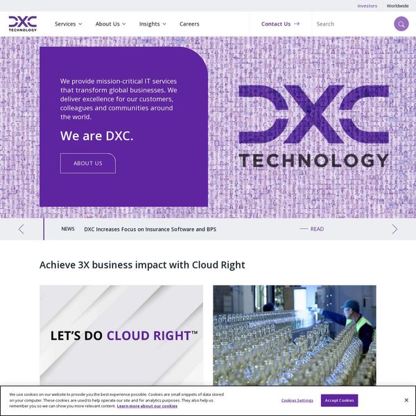 DXC Technology home page image.