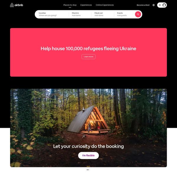 Airbnb home page image.