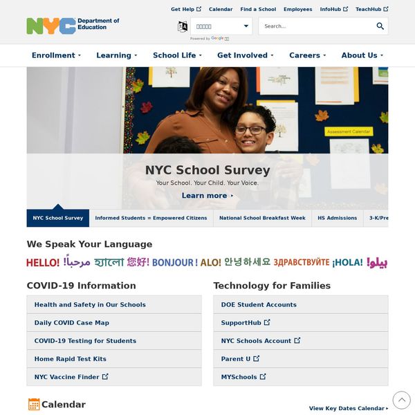NYC Department of Education home page image.
