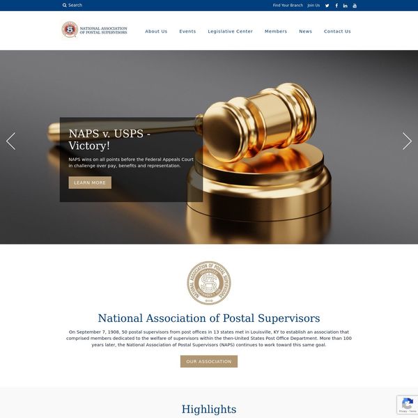 National Association of Postal Supervisors (NAPS) home page image.