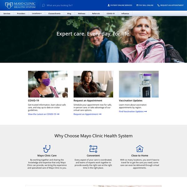 Mayo Clinic Health System home page image.
