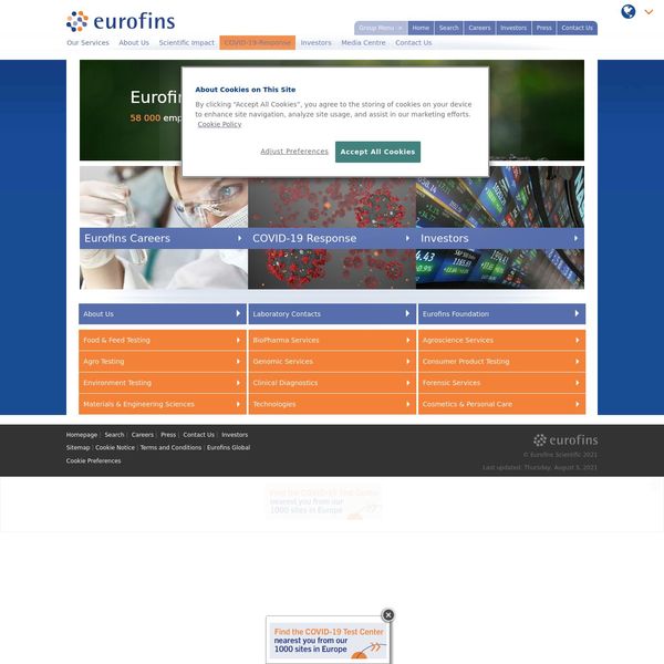 Eurofins Scientific home page image.