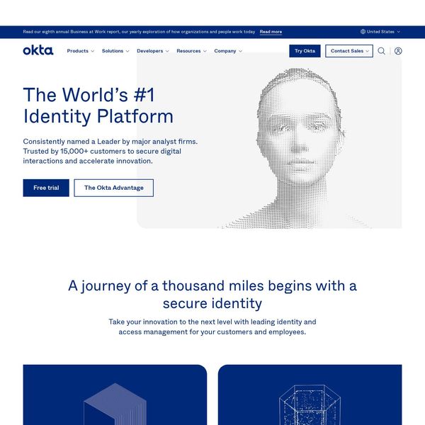 Okta home page image.