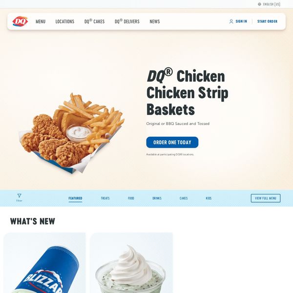 Dairy Queen home page image.