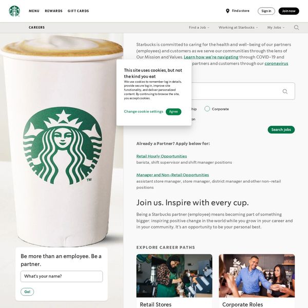 Starbucks home page image.