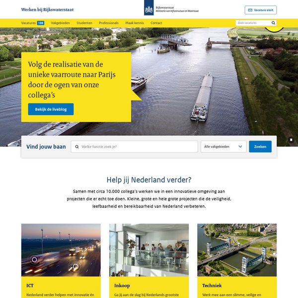 Rijkswaterstaat home page image.