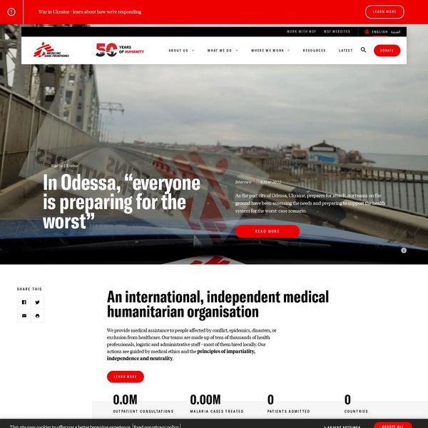 Médecins Sans Frontières (MSF) home page image.