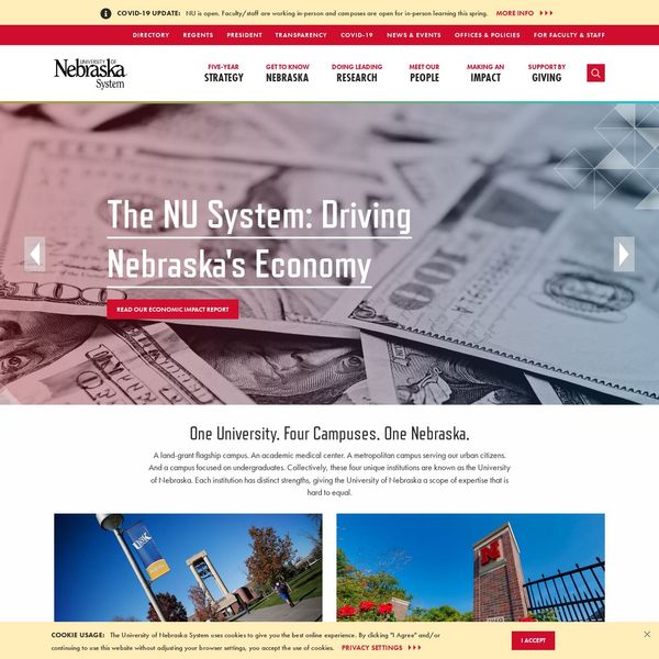 University of Nebraska System home page image.