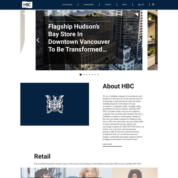 Hudson's Bay Company home page image.