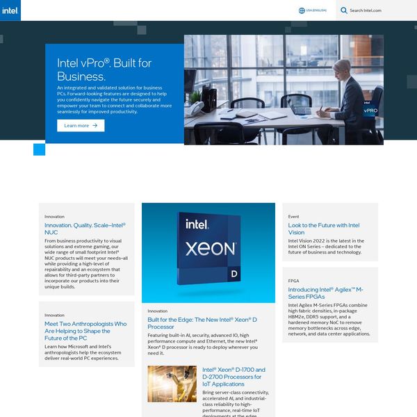 Intel Corporation home page image.