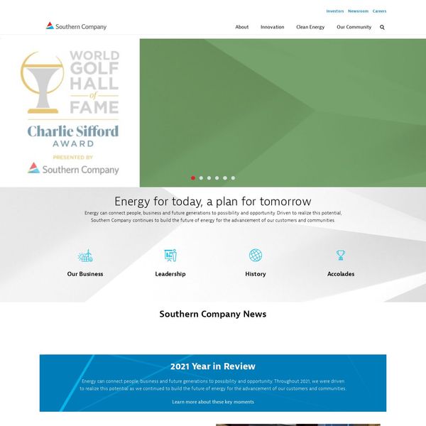 Southern Company home page image.