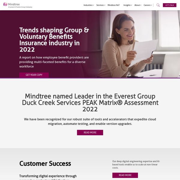 Mindtree home page image.