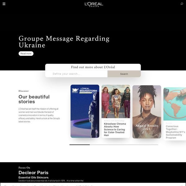 L'Oréal home page image.