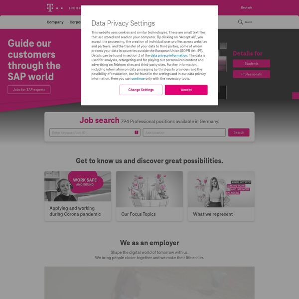 Deutsche Telekom home page image.