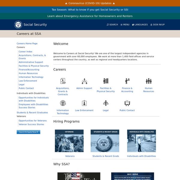 Social Security Administration home page image.