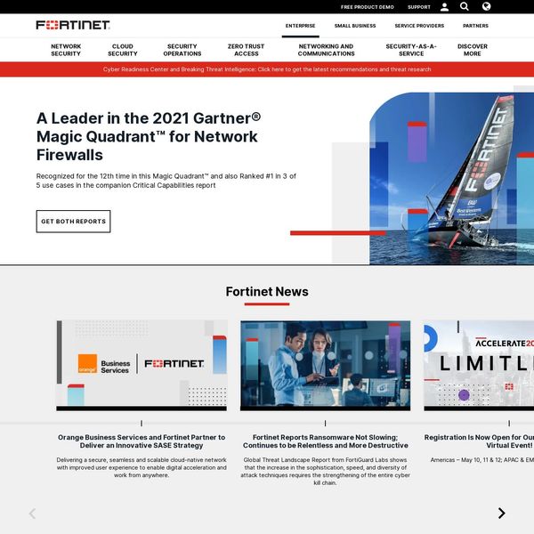 Fortinet home page image.
