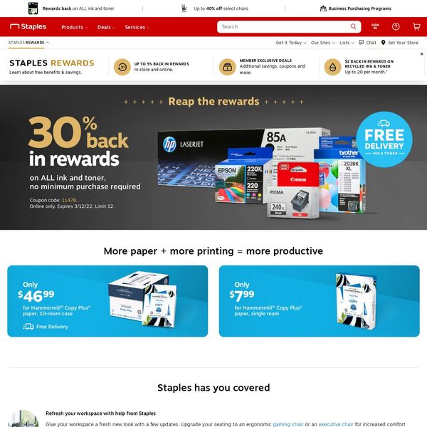Staples home page image.