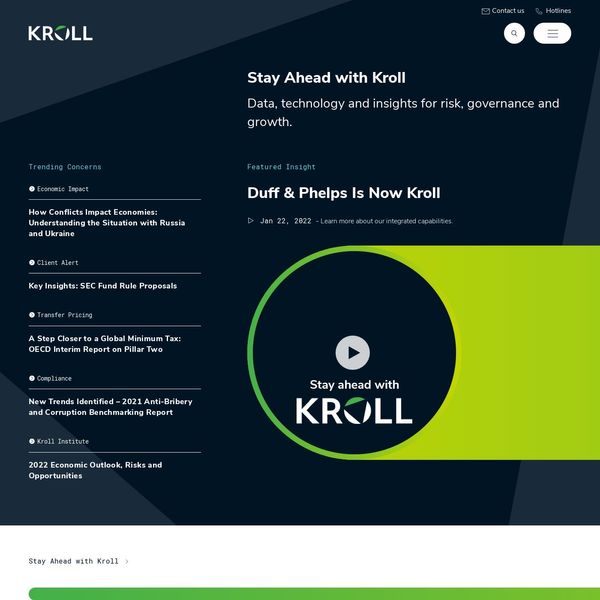 Kroll home page image.
