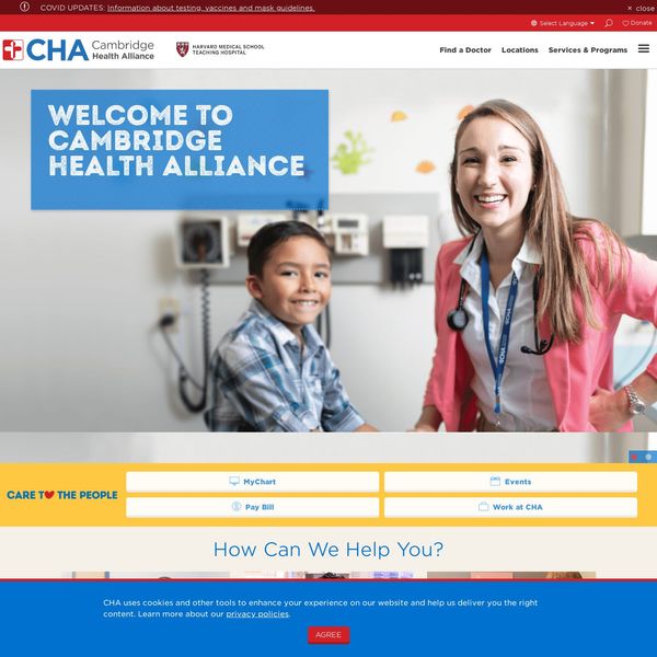 Cambridge Health Alliance home page image.