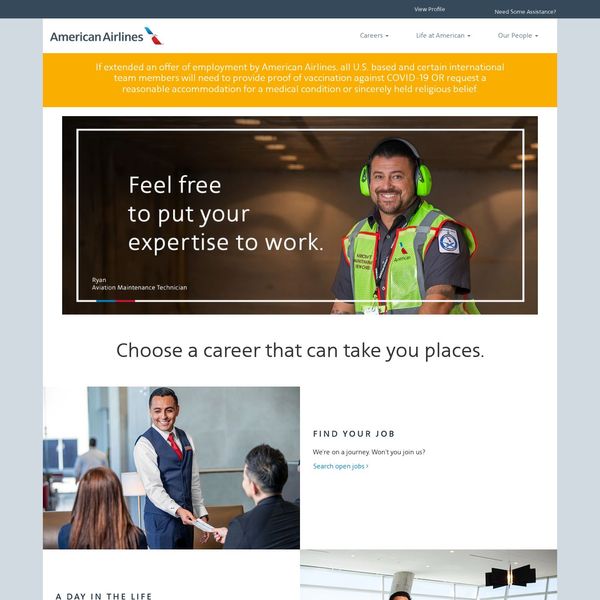 American Airlines home page image.