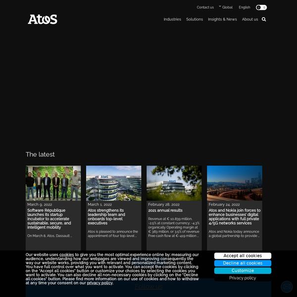 Atos home page image.