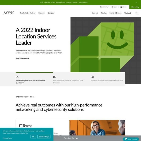 Juniper Networks home page image.