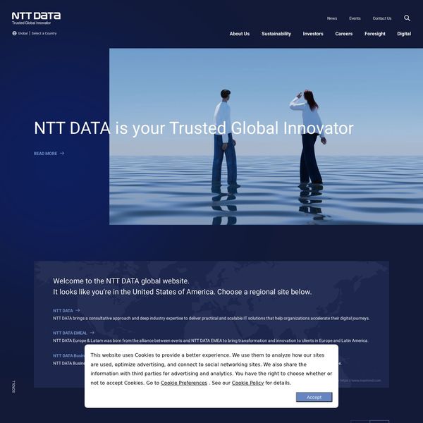 NTT DATA home page image.