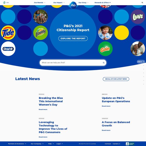 Procter & Gamble home page image.