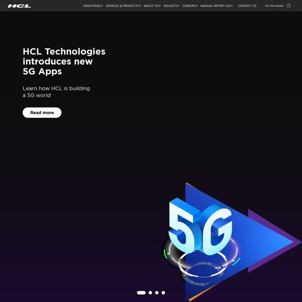 HCL Technologies home page image.