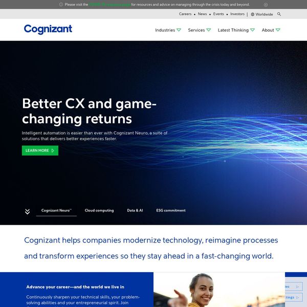 Cognizant home page image.