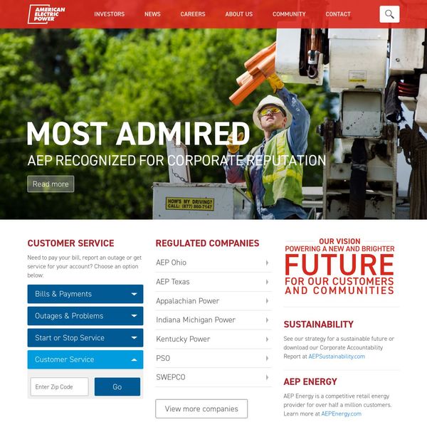 American Electric Power home page image.