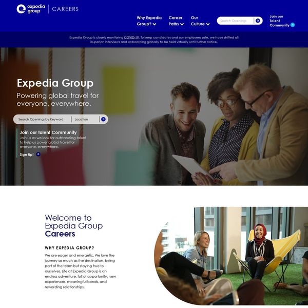 Expedia Group home page image.