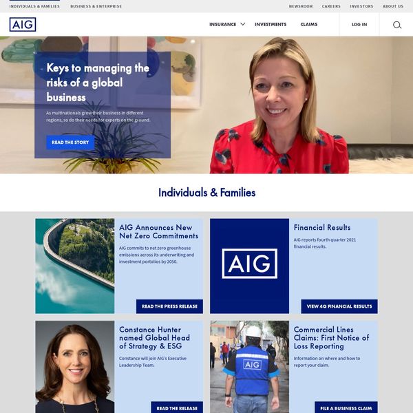 AIG home page image.