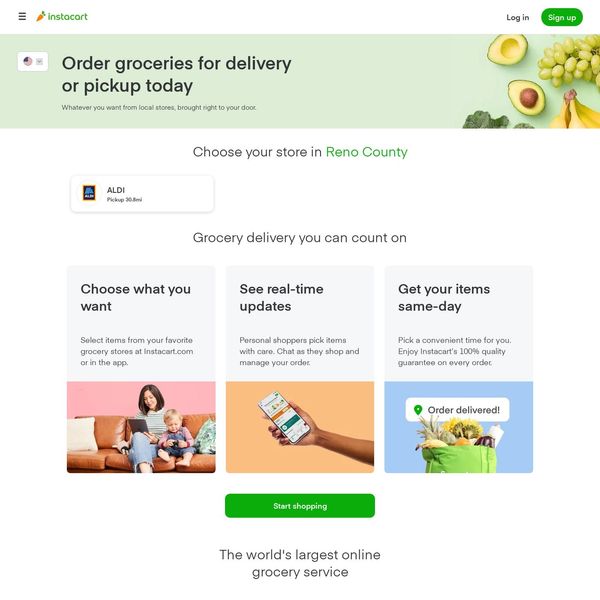 Instacart home page image.