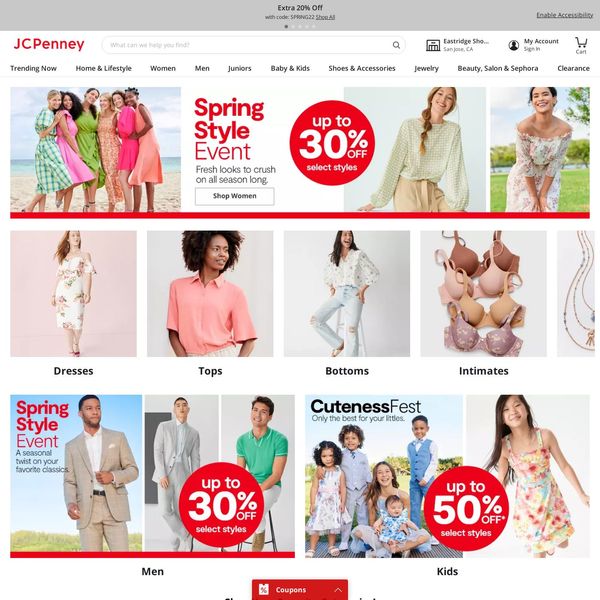JCPenney home page image.