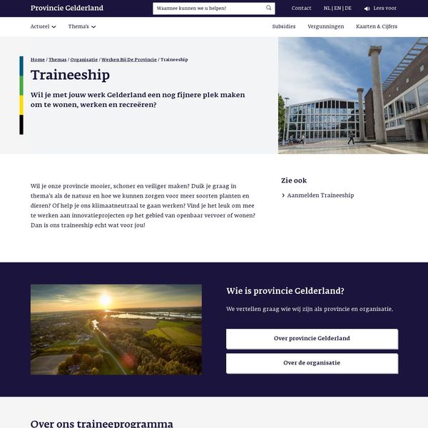 Het Gelders Traineeship home page image.