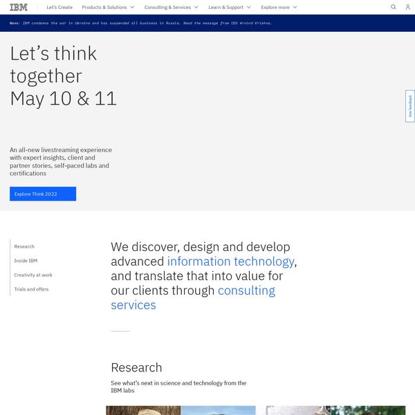 IBM home page image.