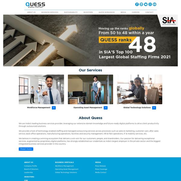 Quess Corp home page image.
