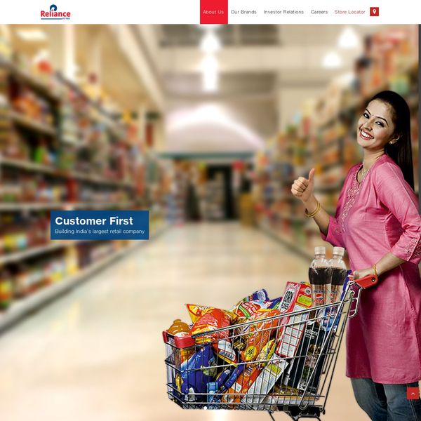 Reliance Retail home page image.