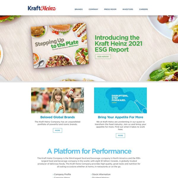 The Kraft Heinz Company home page image.