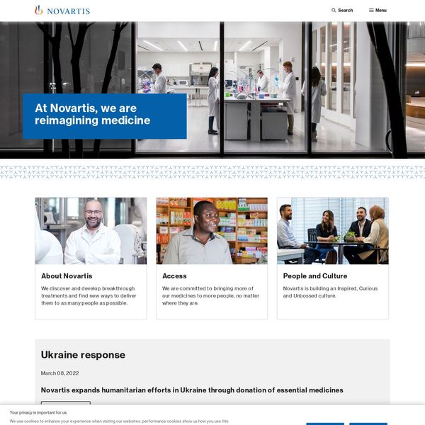 Novartis home page image.
