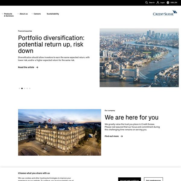 Credit Suisse home page image.