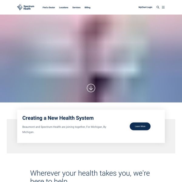 Spectrum Health home page image.