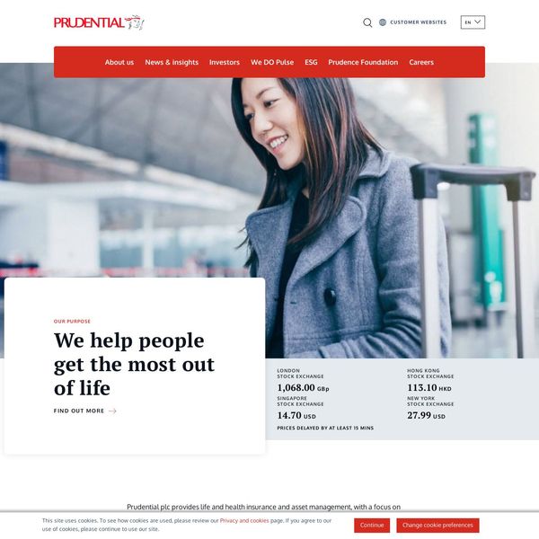 Prudential plc home page image.