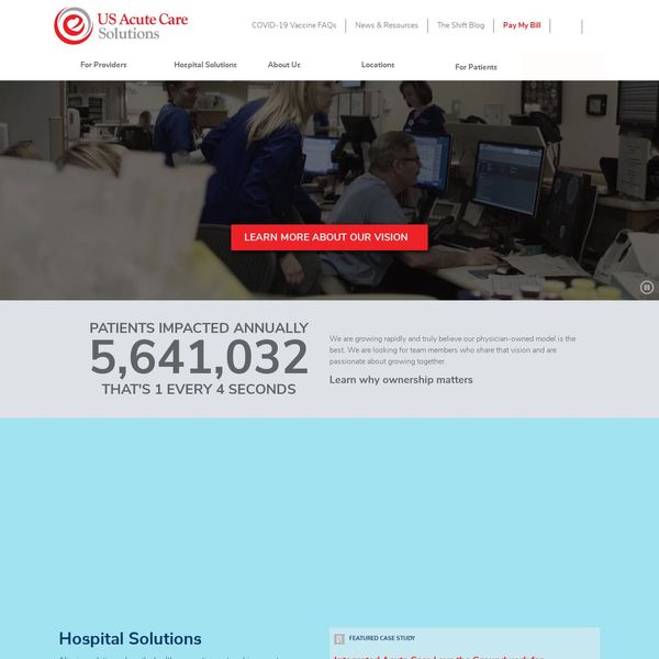 US Acute Care Solutions home page image.